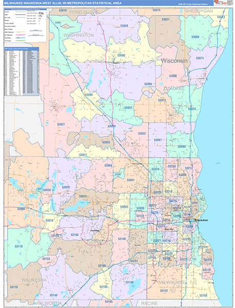 Milwaukee-Waukesha-West Allis Metro Area Wall Map